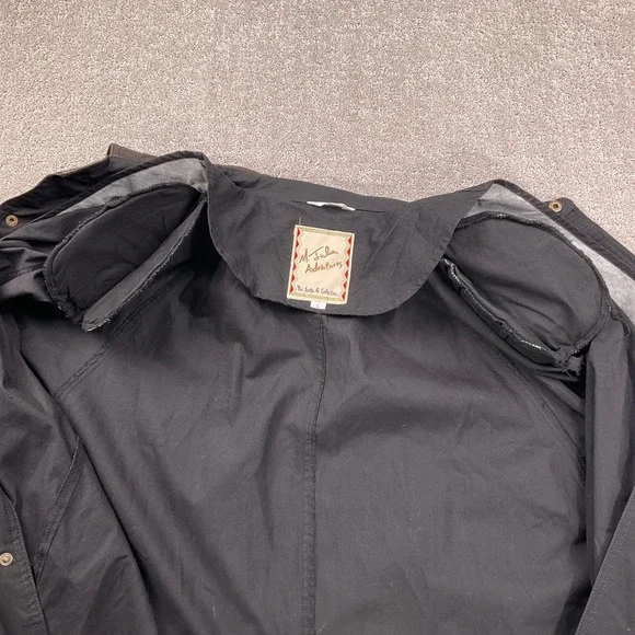 M Julian Santa Fe Coat Mens Large Black Leather Duster Barn Coat 90s Cotton